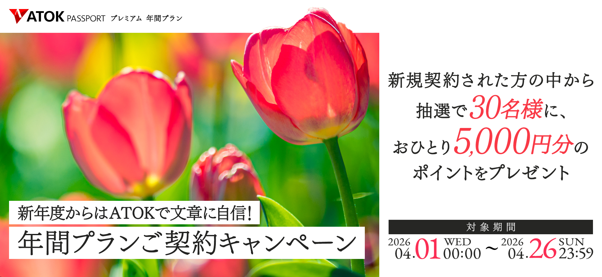 「ATOK Passport　新年度からはATOKで文章に自信！年間プランご契約キャンペーン」