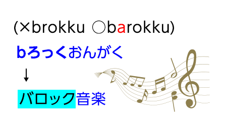 「bろっくおんがく」→「バロック音楽」